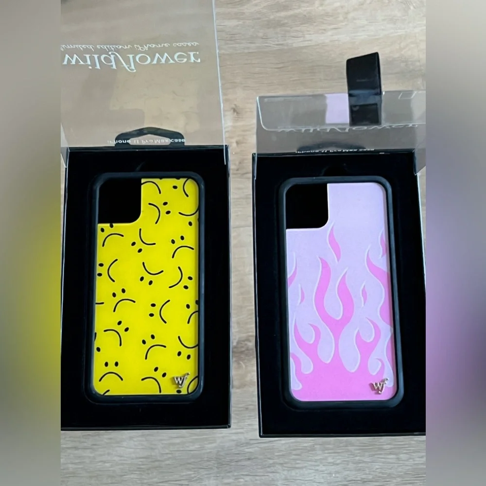 Y2K Wildflower Pink Twin Flames & Yellow Smileys iPhone 11 Pro Max Phone Cases